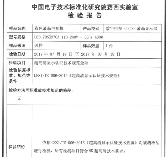 夏普多款8K电视率先获得国内权威机构认证